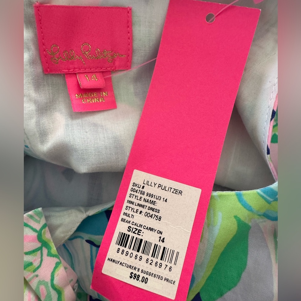 Lilly Pulitzer Mini Linnet Dress in Beak Calm Carry On NWT, $98 Retail - Picture 4 of 10